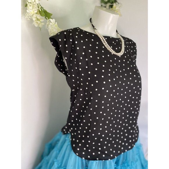 Ann Taylor Blouse Shell Black & White Polka Dot Size XXS Petite Career New w Tag - Picture 2 of 16